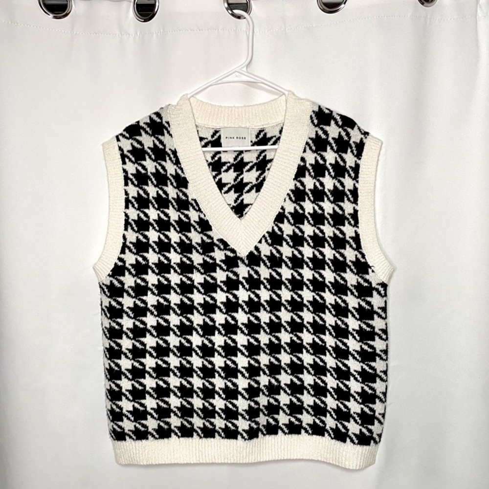Black and White V-Neck Sweater Vest